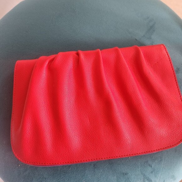 BAEKGAARD ~ Clutch Bag ~ Genuine Leather Small ~ RED with Purple Trim ~ NWT - Picture 1 of 5